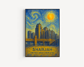 Sharjah Poster Print, Sharjah Travel Poster, Sharjah Van Gogh Style Wall Art, Sharjah, United Arab Emirates