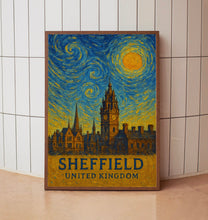 Sheffield Poster Print, Sheffield Travel Poster, Sheffield Van Gogh Style Wall Art, Sheffield, United Kingdom