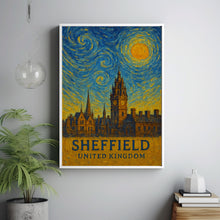 Sheffield Poster Print, Sheffield Travel Poster, Sheffield Van Gogh Style Wall Art, Sheffield, United Kingdom