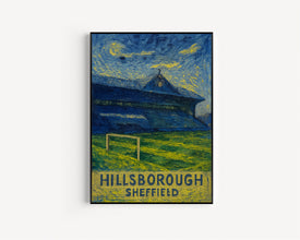 Sheffield Wednesday Gift, Hillsborough Graphic Art Poster, Birthday Present for Him Her, Various Print Sizes