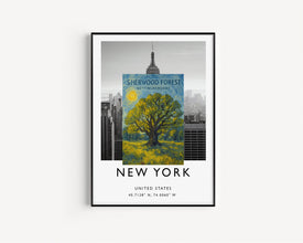 Sherwood Forest Poster, Nottinghamshire, Robin Hood, Major Oak, Nottingham, Sherwood Travel Print, Wall Art Print Gift, Clumber Park, Framed