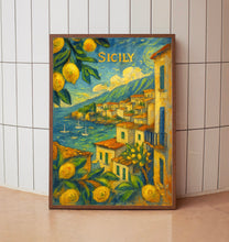 Sicily Italy City Poster, Italy Wall Art, Sicily Italy Travel Coast Print, Travel Poster, Personalised Gifts, Wedding Present