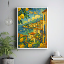 Sicily Italy City Poster, Italy Wall Art, Sicily Italy Travel Coast Print, Travel Poster, Personalised Gifts, Wedding Present
