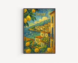 Sicily Italy City Poster, Italy Wall Art, Sicily Italy Travel Coast Print, Travel Poster, Personalised Gifts, Wedding Present