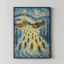 Ski Resort Oil Painting Print Winter Mountain Art
