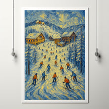 Ski Resort Oil Painting Print Winter Mountain Art