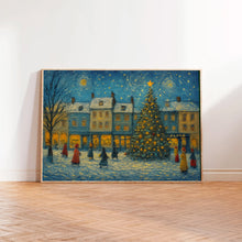 Snowy Christmas Village Art Print Winter Farmhouse Decor