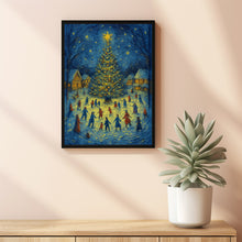 Snowy Winter Village Christmas Print Holiday Wall Art