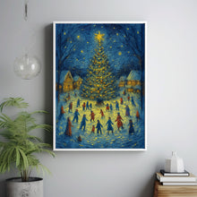 Snowy Winter Village Christmas Print Holiday Wall Art