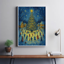 Snowy Winter Village Christmas Print Holiday Wall Art
