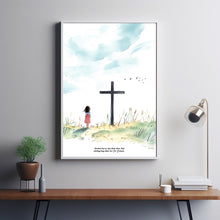Soft Watercolor Cross Illustration – Gentle Christian Wall Art Poster