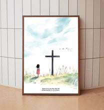 Soft Watercolor Cross Illustration – Gentle Christian Wall Art Poster