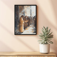 Soft Watercolour Painting of Jesus Giving Food – Inspirational Christian Poster