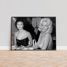 Sophia Loren And Jayne Mansfield Poster, Hollywood Black and White Wall Art, Vintage Print, Photography Prints, Museum Quality Photo Print 1620778929