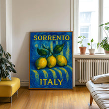 Sorrento Italy Lemon Pink Aesthetic Print - Pink And White Pastel Stripes, Trendy Feminine Fruit Art, Kitchen Dining Room Summer Retro Art