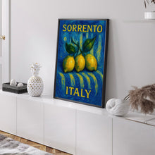 Sorrento Italy Lemon Pink Aesthetic Print - Pink And White Pastel Stripes, Trendy Feminine Fruit Art, Kitchen Dining Room Summer Retro Art