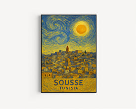 Sousse Poster Print, Sousse Travel Poster, Sousse Van Gogh Style Wall Art, Sousse, Tunisia