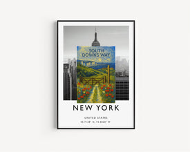 South Downs Way Poster, National Trail, National Park Poster, Sussex, Brighton Art, Winchester, Eastbourne, Beachy Head, Hiking, Rambling