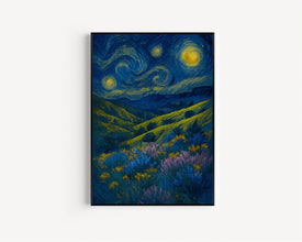 Spring Meadow Poster, Landscape Wall Art, Wildflower Print, Pastel Decor Poster, Mountain Art Print, Vibrant Art Print, Abstract Landscape