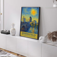 Springfield Poster Print, Springfield Travel Poster, Springfield Van Gogh Style Wall Art, Springfield, Massachusetts, United States
