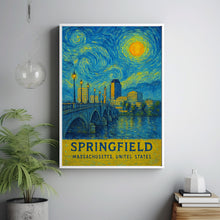Springfield Poster Print, Springfield Travel Poster, Springfield Van Gogh Style Wall Art, Springfield, Massachusetts, United States1