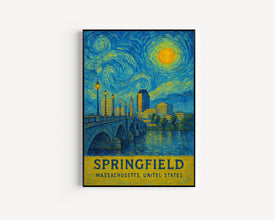 Springfield Poster Print, Springfield Travel Poster, Springfield Van Gogh Style Wall Art, Springfield, Massachusetts, United States1