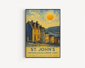 St. John_s Poster Print, St. John_s Travel Poster, St. John_s Van Gogh Style Wall Art, St. John_s, Newfoundland and Labrador, Canada
