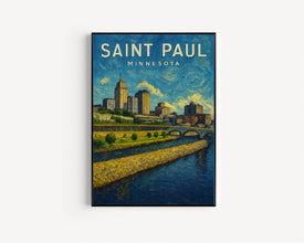 St. Paul Poster, St. Paul Framed Print, St. Paul Wall Art, Saint Paul Minnesota Decor, Minnesota Travel Poster Gift, Minnesota Map