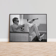Steve McQueen Aiming a Pistol Revolver Print, Bullitt, Black and White Wall Art, Vintage Print, Photography Prints, Museum Quality Print 1606604330