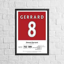 Steven Gerrard Liverpool Legend Stats Football Print, gift for Liverpool fan 874527384