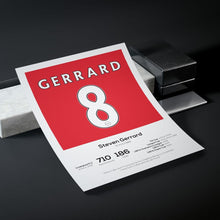 Steven Gerrard Liverpool Legend Stats Football Print, gift for Liverpool fan 874527384