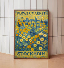 Stockholm Flower Market Poster, Sweden Travel Art, Christmas Gift, Botanical Wall Art, Blue Wall Art, Trendy Wall Art, Floral Illustration copy