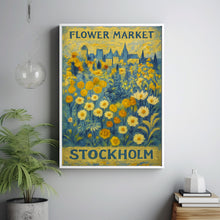 Stockholm Flower Market Poster, Sweden Travel Art, Christmas Gift, Botanical Wall Art, Blue Wall Art, Trendy Wall Art, Floral Illustration copy