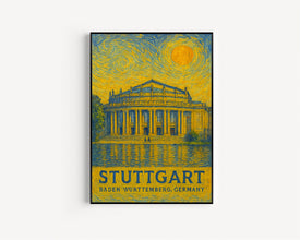 Stuttgart Poster Print, Stuttgart Travel Poster,1 Stuttgart Van Gogh Style Wall Art, Stuttgart, Baden-Württemberg, Germany