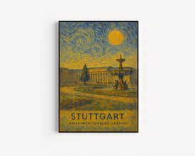 Stuttgart Poster Print, Stuttgart Travel Poster, Stuttgart Van Gogh Style Wall Art, Stuttgart, Baden-Württemberg, Germany