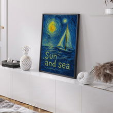 Sun And Sea Colourful Summer Print, Retro Sun Poster, Abstract Modern Sun Decor, Trendy Pink And Yellow Sun Art, Ocean Sailboat Sunshine Art (2)