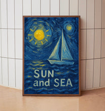 Sun And Sea Colourful Summer Print, Retro Sun Poster, Abstract Modern Sun Decor, Trendy Pink And Yellow Sun Art, Ocean Sailboat Sunshine Art