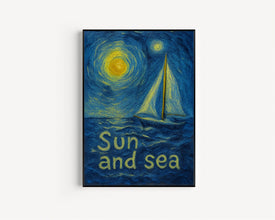 Sun And Sea Colourful Summer Print, Retro Sun Poster, Abstract Modern Sun Decor, Trendy Pink And Yellow Sun Art, Ocean Sailboat Sunshine Art (2)