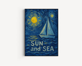 Sun And Sea Colourful Summer Print, Retro Sun Poster, Abstract Modern Sun Decor, Trendy Pink And Yellow Sun Art, Ocean Sailboat Sunshine Art