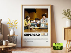 Superbad Poster, Jonah Hill, Retro Movie, Comedy Film, Seth Rogen, Print Art 4429588718