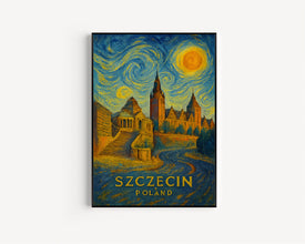 Szczecin Poster Print, Szczecin Travel Poster, Szczecin Van Gogh Style Wall Art, Szczecin, Poland