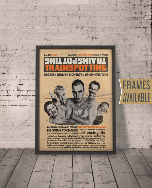 TRAINSPOTTING Poster, Framed Alternative Movie Poster , Movie Quote Art Print , Typography Poster , Christmas Gift, Birthday Gift 553674302