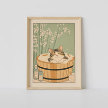 Tabby Cat in a Bathtub Print, Japanese Bathroom Wall Art, Cat Wall Art, Japandi Art, Relaxing Poster, Japanese Wall Decor, Bathroom Decor 1848566316