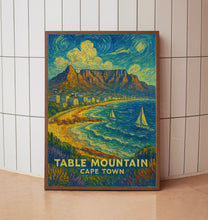 Table Mountain Vintage Poster, Cape Town South Africa, Scenic Coastal Landscape Art, Cape Town, South Africa Travel poster