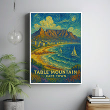 Table Mountain Vintage Poster, Cape Town South Africa, Scenic Coastal Landscape Art, Cape Town, South Africa Travel poster