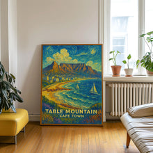Table Mountain Vintage Poster, Cape Town South Africa, Scenic Coastal Landscape Art, Cape Town, South Africa Travel poster