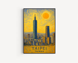 Taipei Poster Print, Taipei Travel Poster, Taipei Van Gogh Style Wall Art, Taipei, Taiwan