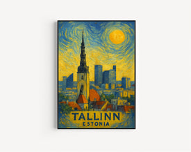 Tallinn Poster Print, Tallinn Travel Poster, Tallinn Van Gogh Style Wall Art, Tallinn, Estonia