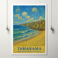 Tamarama Print, Tamarama Photo Poster, Tamarama Travel Wall Art, Tamarama Map Print, Tamarama Van Gogh Style Print, New South Wales, Australia