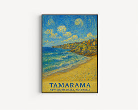 Tamarama Print, Tamarama Photo Poster, Tamarama Travel Wall Art, Tamarama Map Print, Tamarama Van Gogh Style Print, New South Wales, Australia